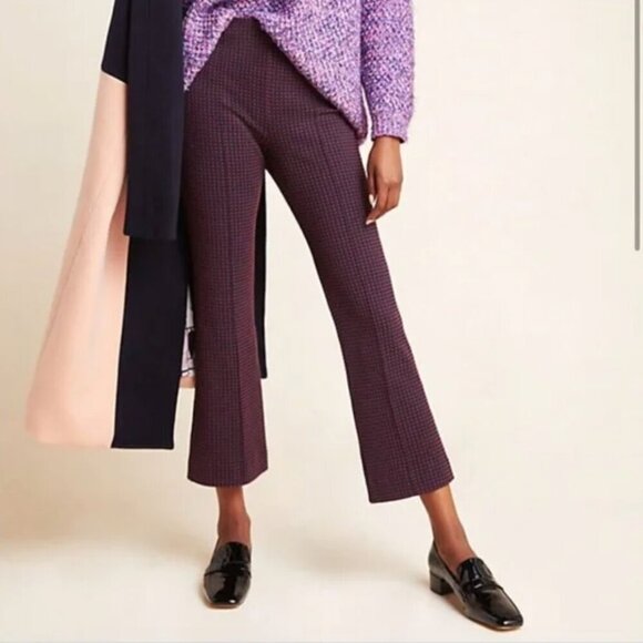 Anthropologie the essential crop flare Blue Maroon Stretch Pull on XS - Picture 1 of 9